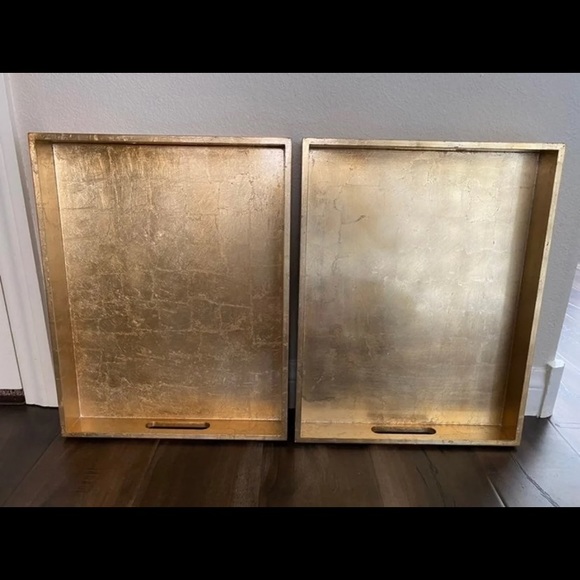 Set of 2 West Elm Lacquer Wood Trays - Picture 2 of 3